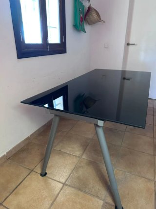 Mesa de Escritorio de Cristal y Metal