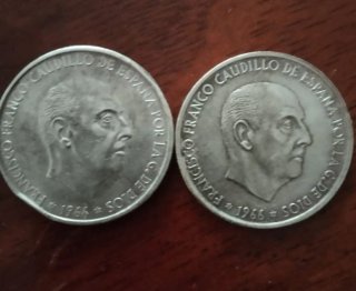 2 Monedas 100 Pesetas 1966 Franco