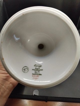 Frutero Porcelana Checa Vintage Dorado