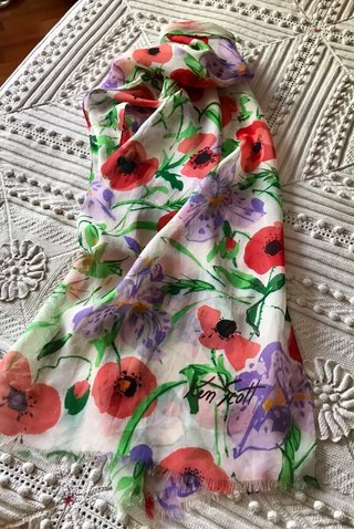 Sciarpa Ken Scott chiffon papaveri e orchidee