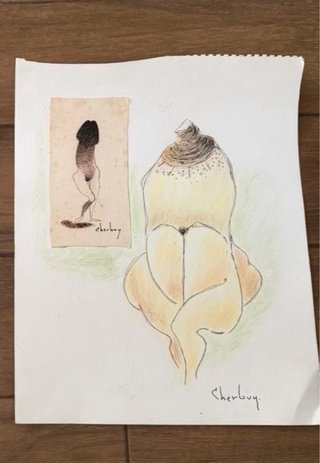 Dibujo original firmado por el pintor  Cherbuy