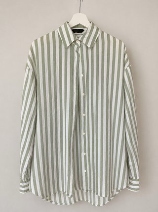 Camisa Rayas Verde y Blanca