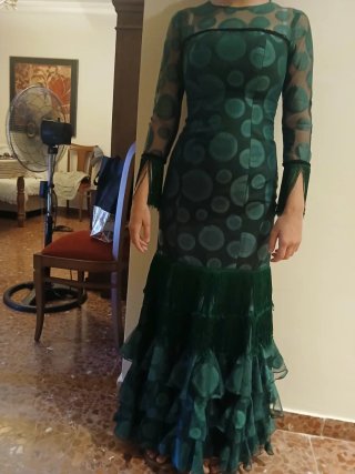 Traje de flamenca verde botella