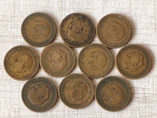 Lote 10 monedas 1 peseta Franco 1947 *49