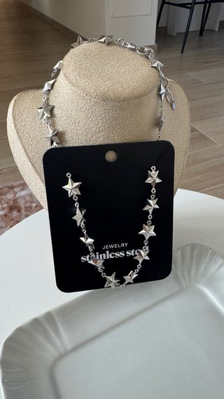 Collana in acciaio stelle color argento