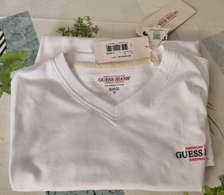 CAMISETA GUESS JEANS BLANCA TALLA S SLIM FIT NUEVA