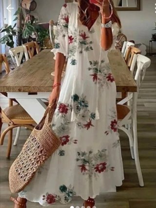 Vestido a estrenar,  blanco con estampado