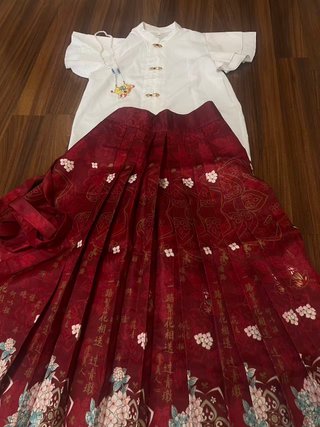 Falda Hanfu Mamian estilo chino roja