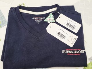 CAMISETA GUESS JEANS AZUL TALLA S SLIM FIT NUEVA C