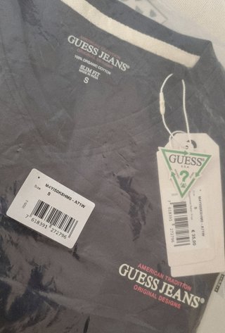 CAMISETA GUESS JEANS AZUL TALLA S SLIM FIT NUEVA C