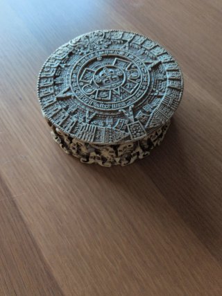Caja Decorativa Redonda Estilo Azteca