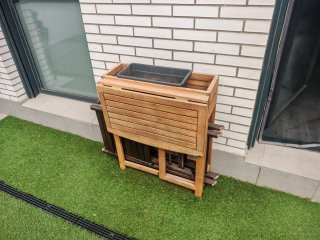 Mesa Plegable de Jardín de Madera con 2 sillas