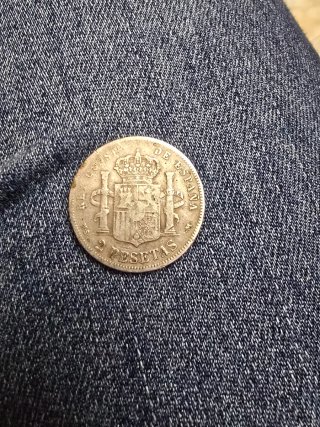 Moneda antigua de plata 2 Pesetas