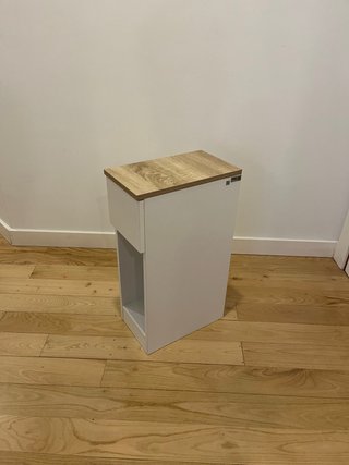 Mesita Noche Estrecha 20cm Cajón Madera Blanca