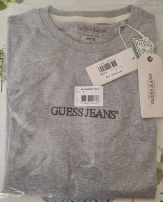 CAMISETA GUESS JEANS BORDADO GRIS CLARO TALLA S