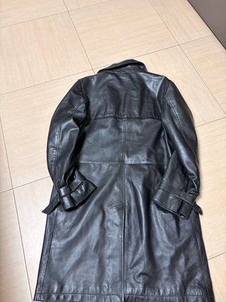 Trench in pelle vintage nero