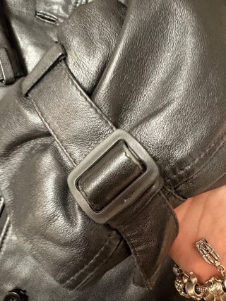 Trench in pelle vintage nero