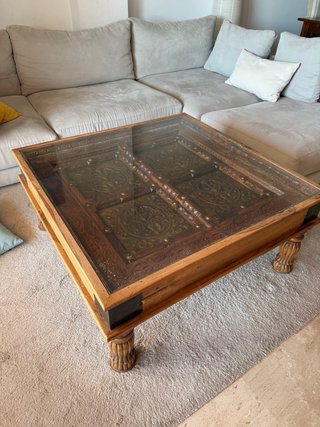Mesa de centro india de madera maciza