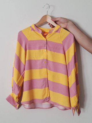 Camisa de Mujer a Rayas Amarilla y Rosa