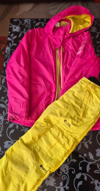 Conjunto de esquí rosa y amarillo 12-14