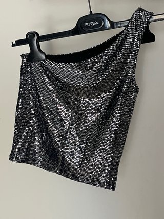 Top de fiesta plateado