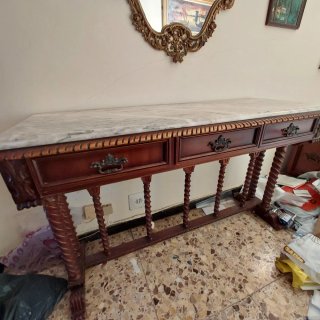 Consola d'ingresso in legno e marmo