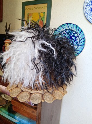 Peluca Mujer Negra y Blanca Estilo Villana