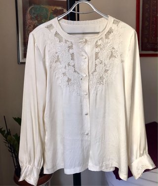 Camicia vintage seta ricamata a mano