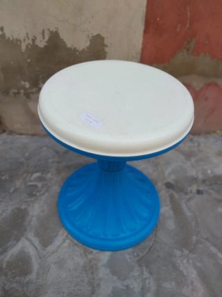 Taburete Retro Vintage Azul y Blanco