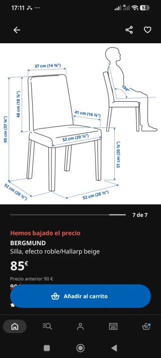 Mesa comedor madera Ikea extensible con 6 sillas