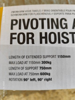 Brazo de soporte para polipasto Powerplus