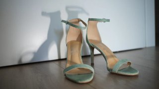 Sandalias de tacón verde agua