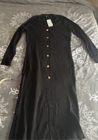 Vestido de punto canalé negro Kiabi
