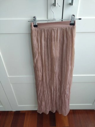 Falda larga Zara beige/rosa