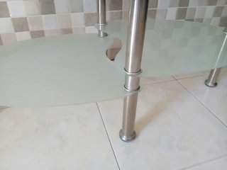 Mesa de centro ovalada de cristal