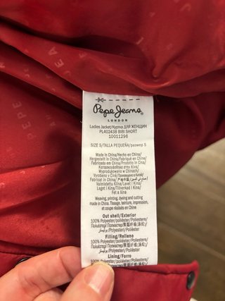 Chaqueta Pepe Jeans de mujer roja Talla S