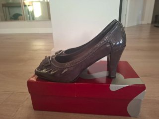 Zapatos de Tacón Charol Azul Talla 40