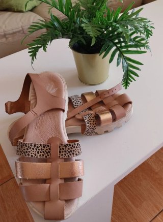 Sandalias Beige y Doradas