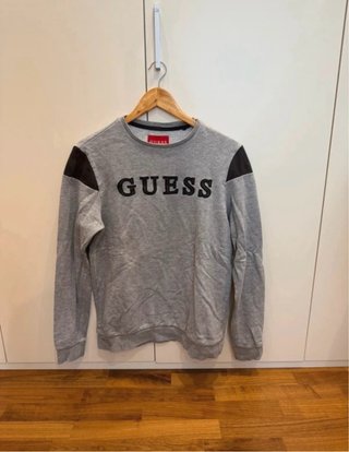 Sudadera Guess Gris Logo Negro Talla S