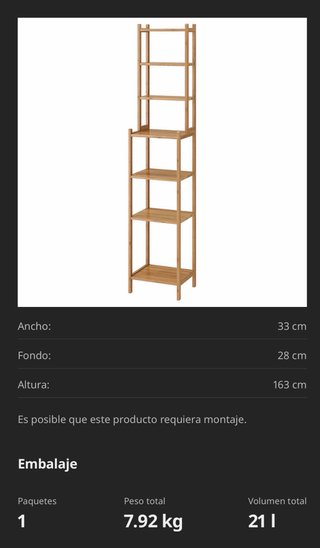 Scaffale RÅGRUND in bambù 33 cm