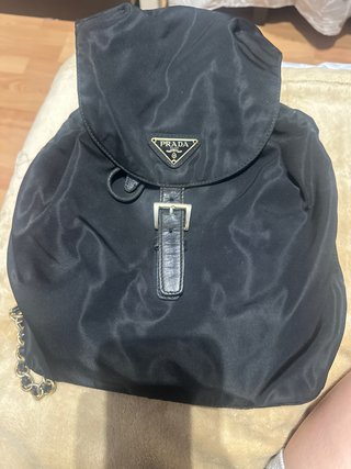 Mochila Prada Negra Nylon Cadena