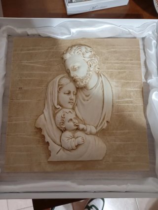 Quadro Sacra Famiglia in pietra