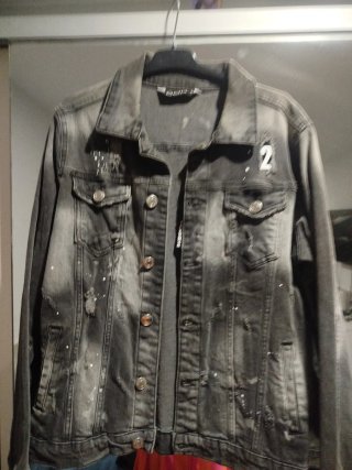Chaqueta Vaquera Gris Efecto Desgastado