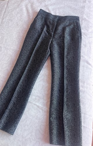 Pantalón Uterqüe espiga gris/negro Talla S