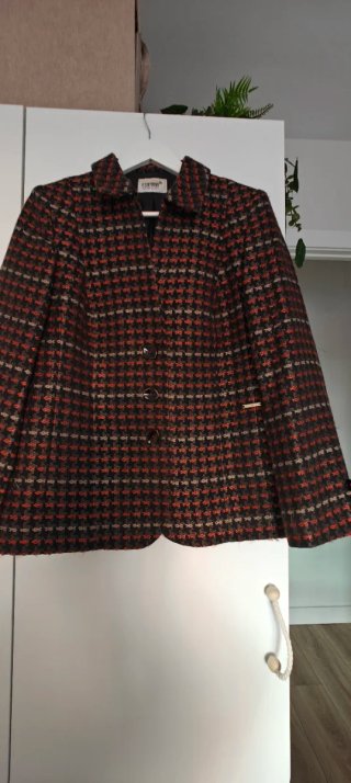 Blazer mujer marrón y rojo