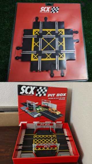 Scalextric Pit Box + Cruce