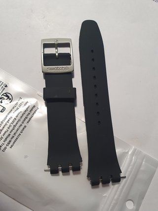 Cinturino nero con fibbia Swatch, 19mm, alluminio