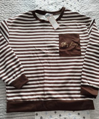 Sudadera de Rayas Marrón y Blanca