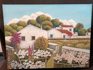 Cuadro al óleo paisaje rural