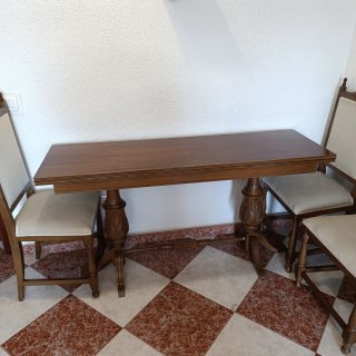 Conjunto de Mesa plegable y 4 Sillas de Madera
